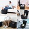 Costway 16''Cube Ottoman Pouffe Storage Box Lounge Seat Footstools with Hinge Top Red Brown/Black